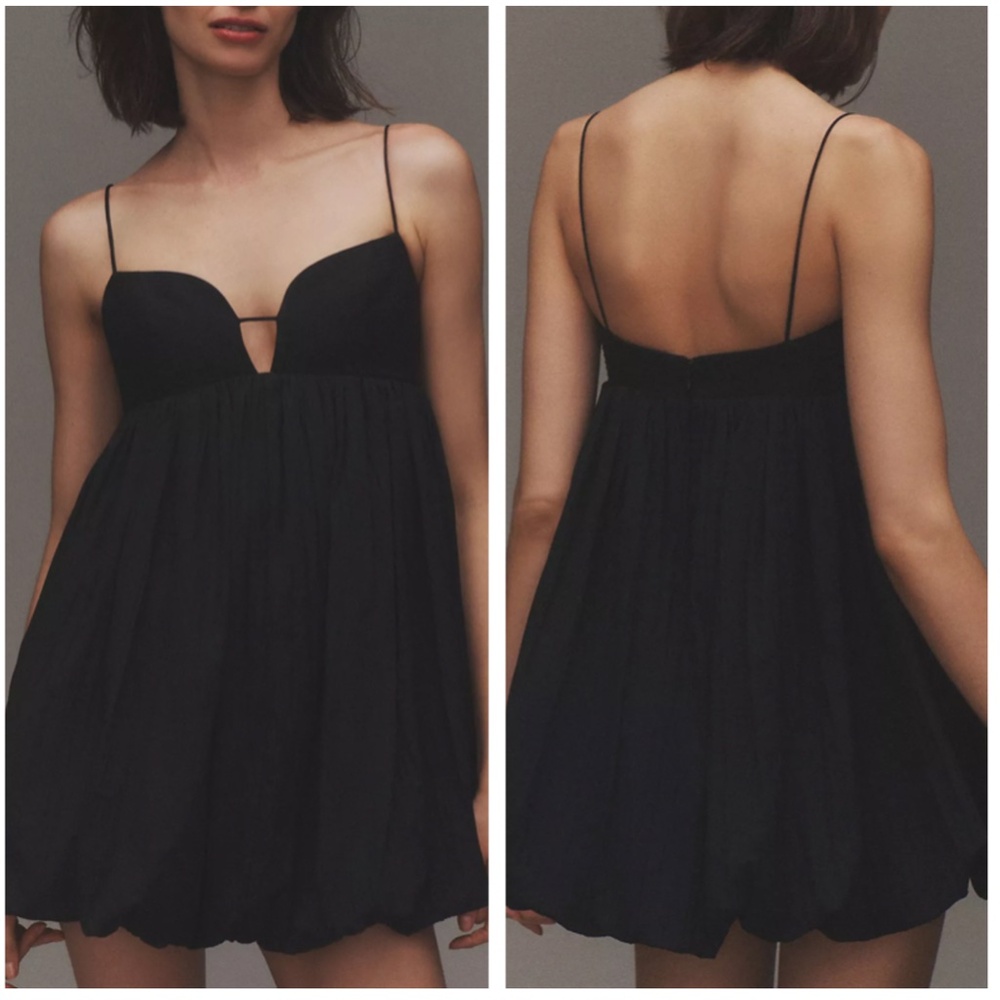 NEW Acler Palermo Sleeveless Sweetheart Bubble-Hem Taffeta Mini Dress - Black - Picture 2 of 14